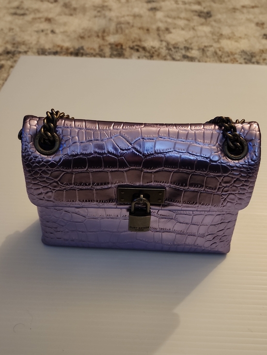 Kurt Geiger Handbags - Kurt Geiger London Mini Brixton Shoulder Bag.  Croc-Embossed Chain.